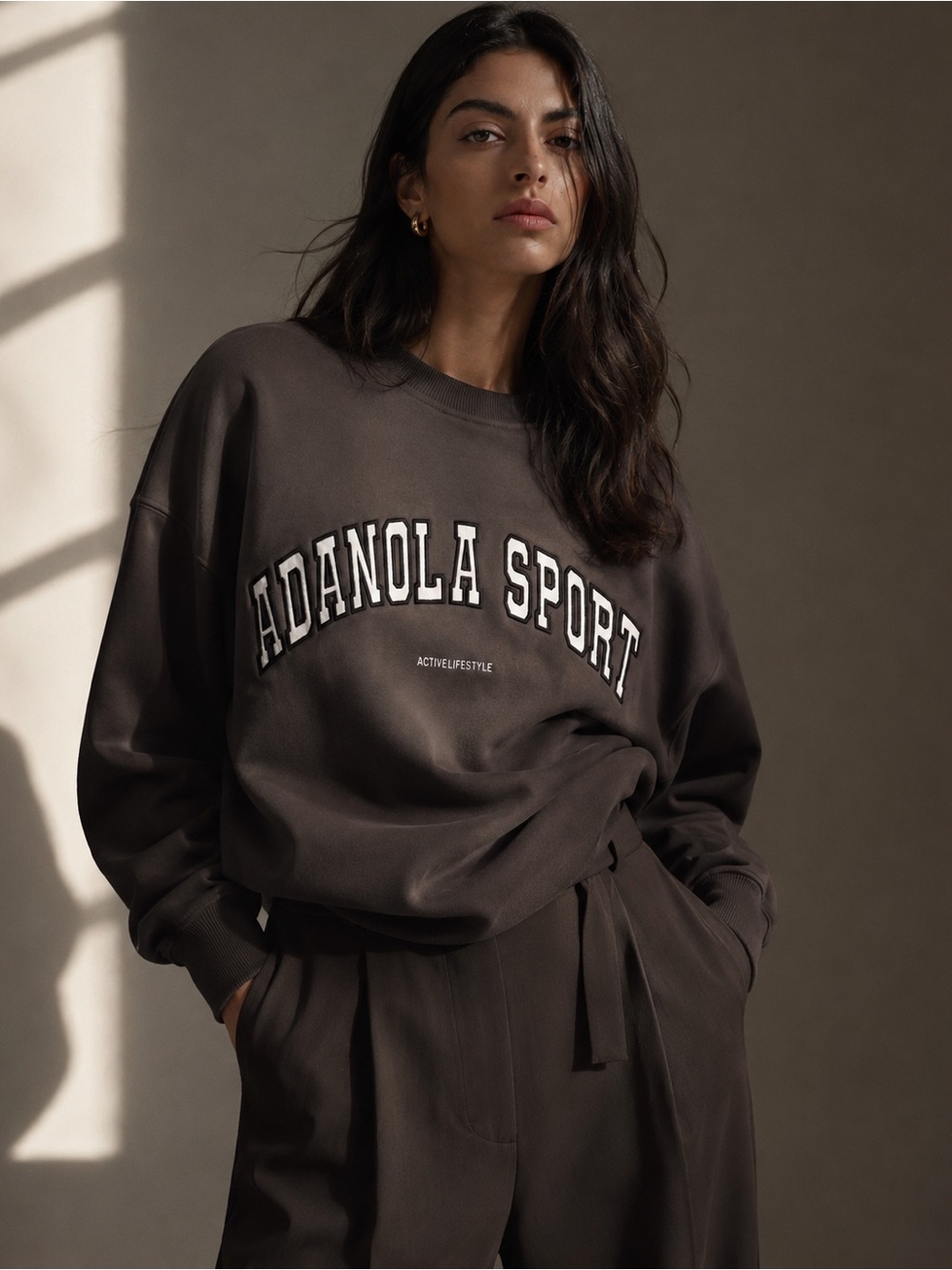 Adanola Oversized Sweatshirt - Washed Coffee Bean M